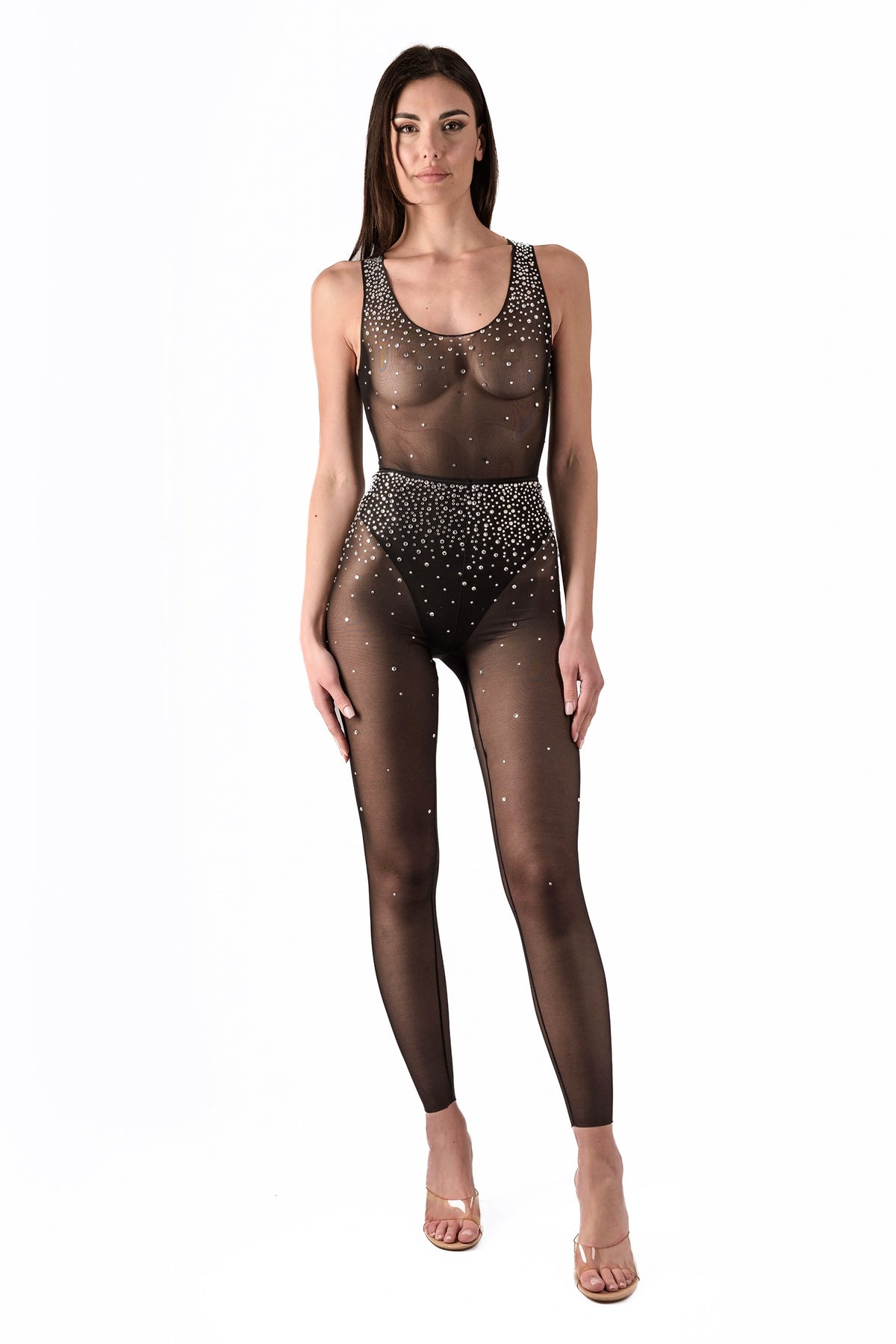 Body débardeur avec strass Swarovski et legging taille haute avec strass Swarovski