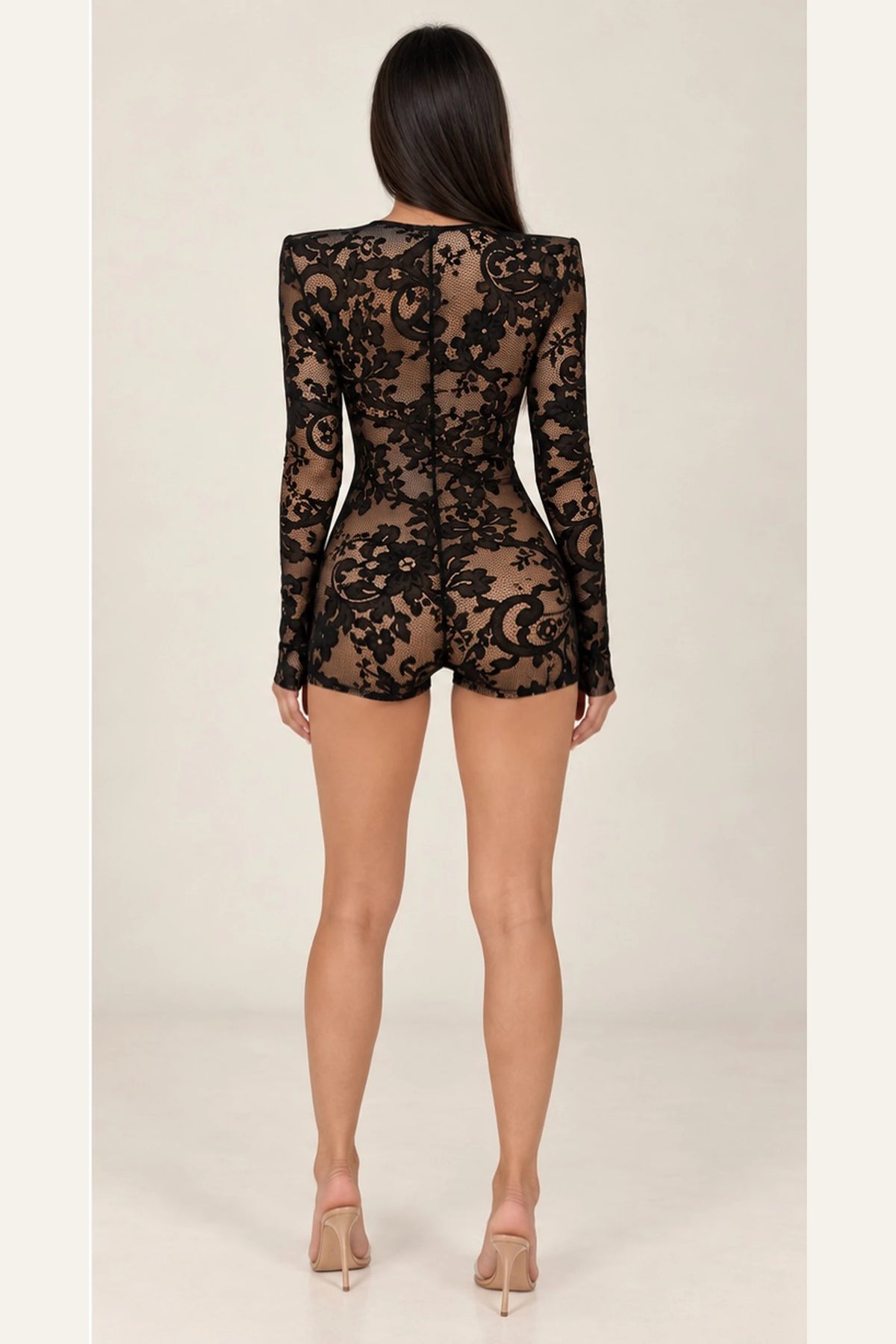 Jumpsuit in pizzo nero retro